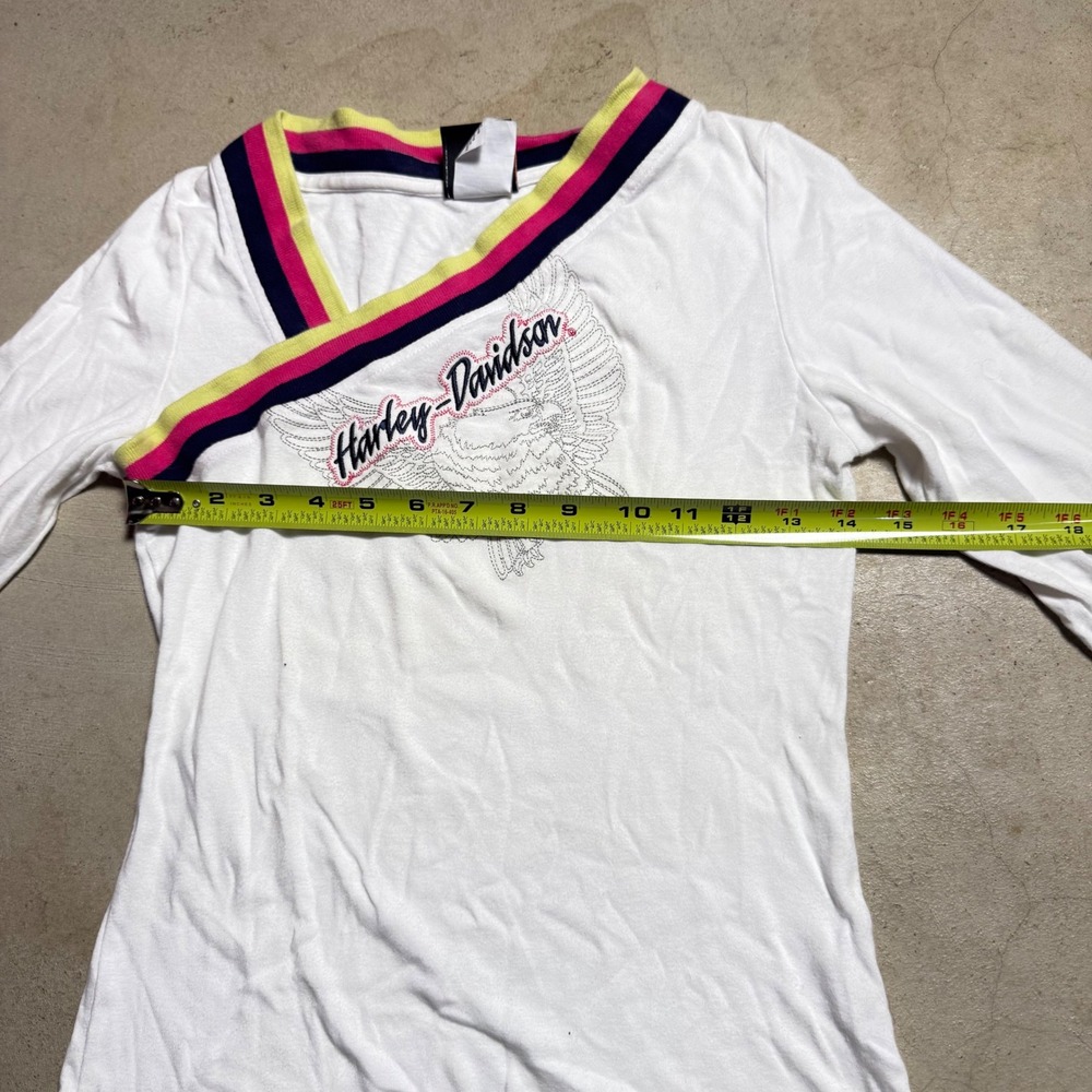 Harley-Davidson Womens White Crossover V-Neck Long Sleeve - Picture 5 of 7